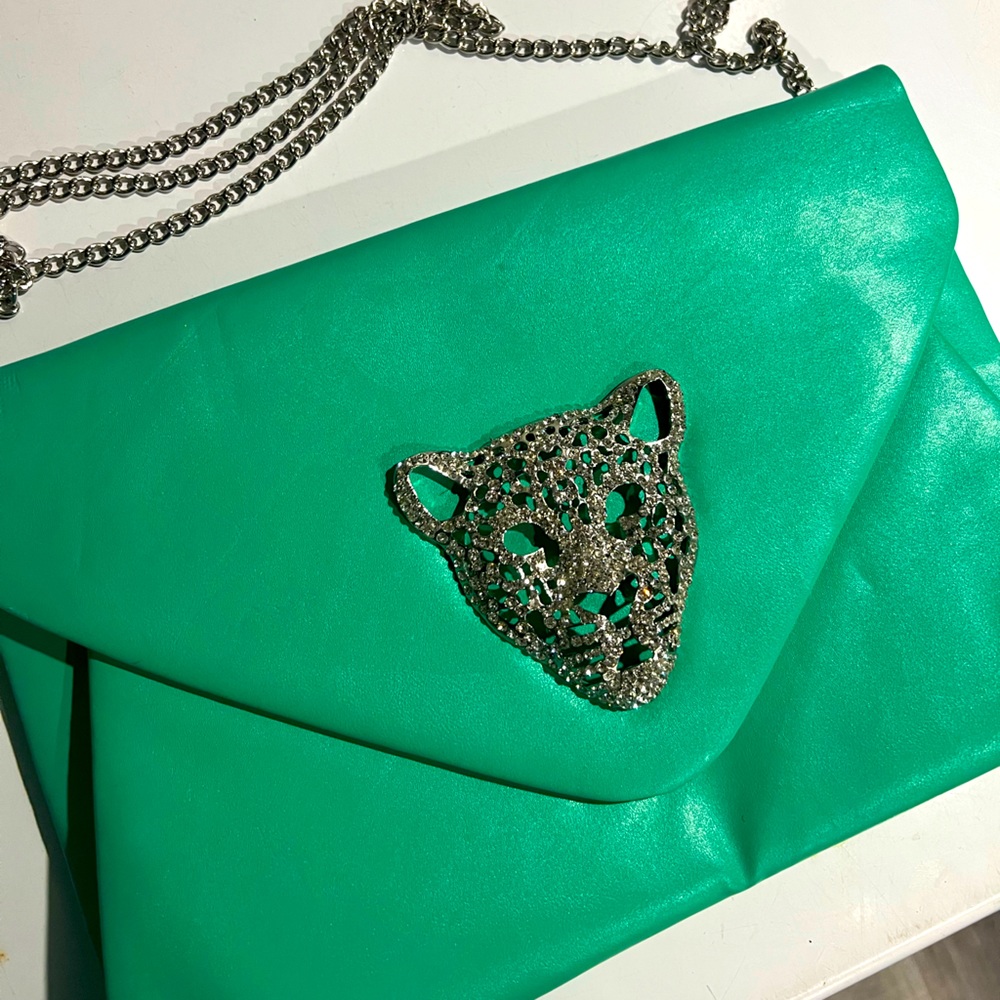 Cougar Jaguar Rhinestone Crystal Clutch Handbag